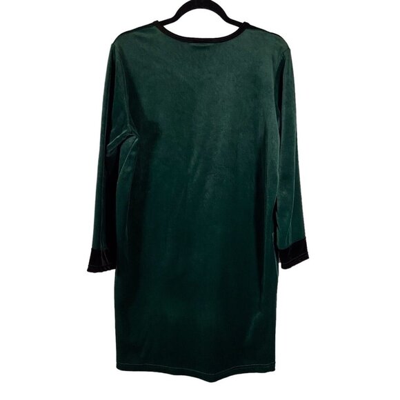 Style Studio Sweater Dress Small Green Velour Velvet Tunic‎ Shirt Vintage Pocket - Picture 3 of 7